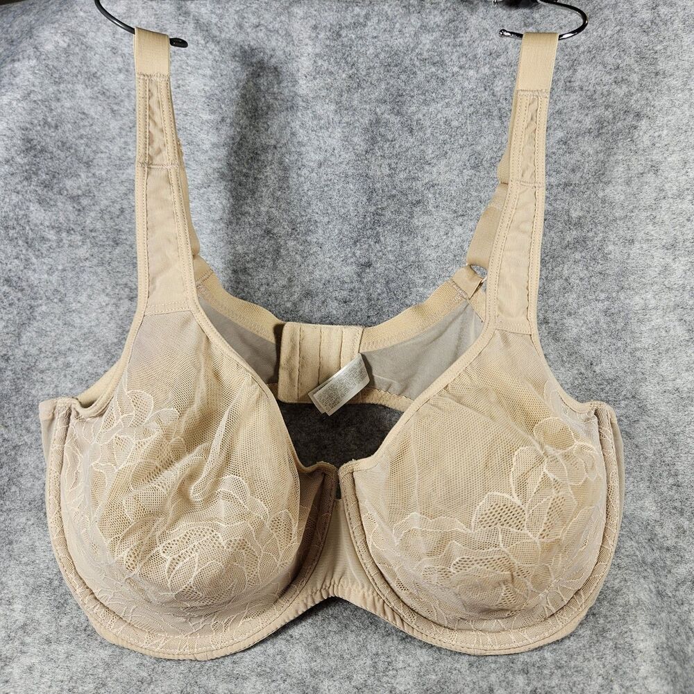 Wacoal Stark Beauty Rose Lace Molded Underwire Bra Beige Comfort 855225 Sz 40DD